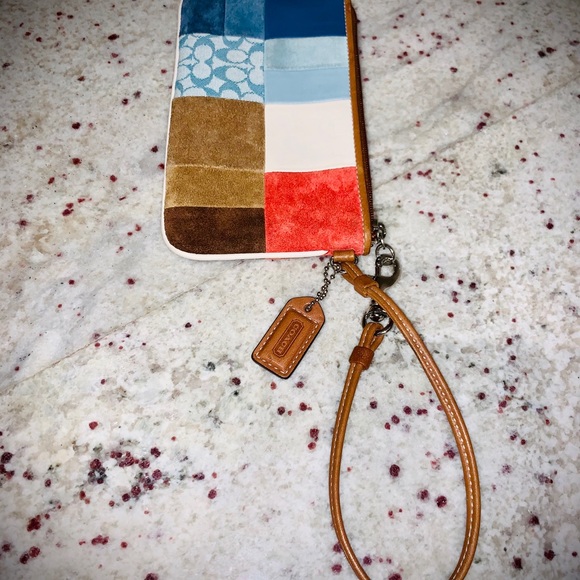 Coach Suede & Leather Patchwork Wristlet/Clutch - Picture 5 of 5